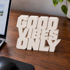 Good Vibes Only desk letters in Ivory on an office desk