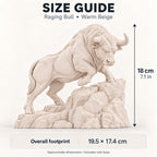 Raging Bull statue Warm Beige size guide, 18 cm tall