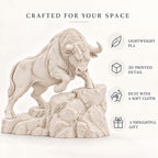 Raging Bull statue Warm Beige lightweight PLA features