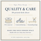CONQR desk letters quality and care card