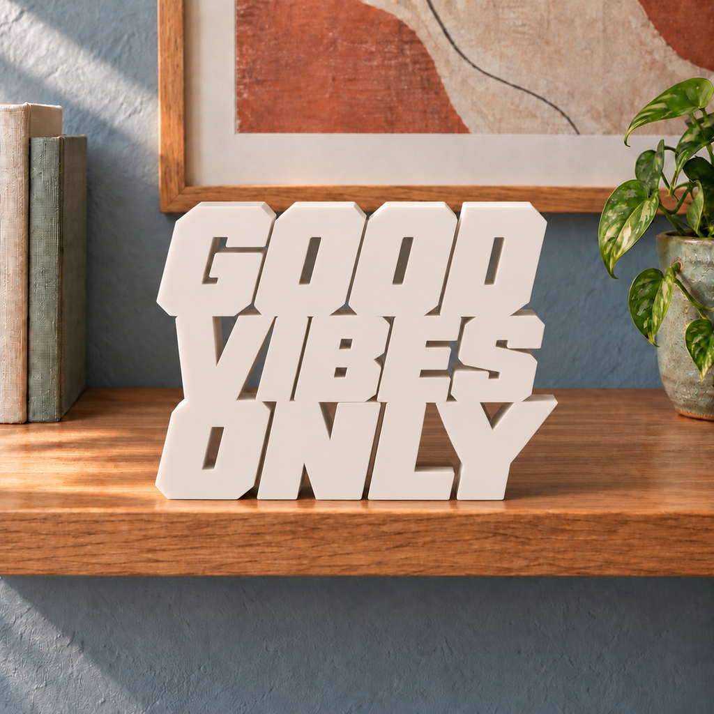 Good Vibes Only desk letters – Ivory on the ledge