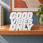 Good Vibes Only desk letters – White on the ledge