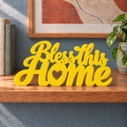 Bless This Home desk letters – Yellow on the ledge