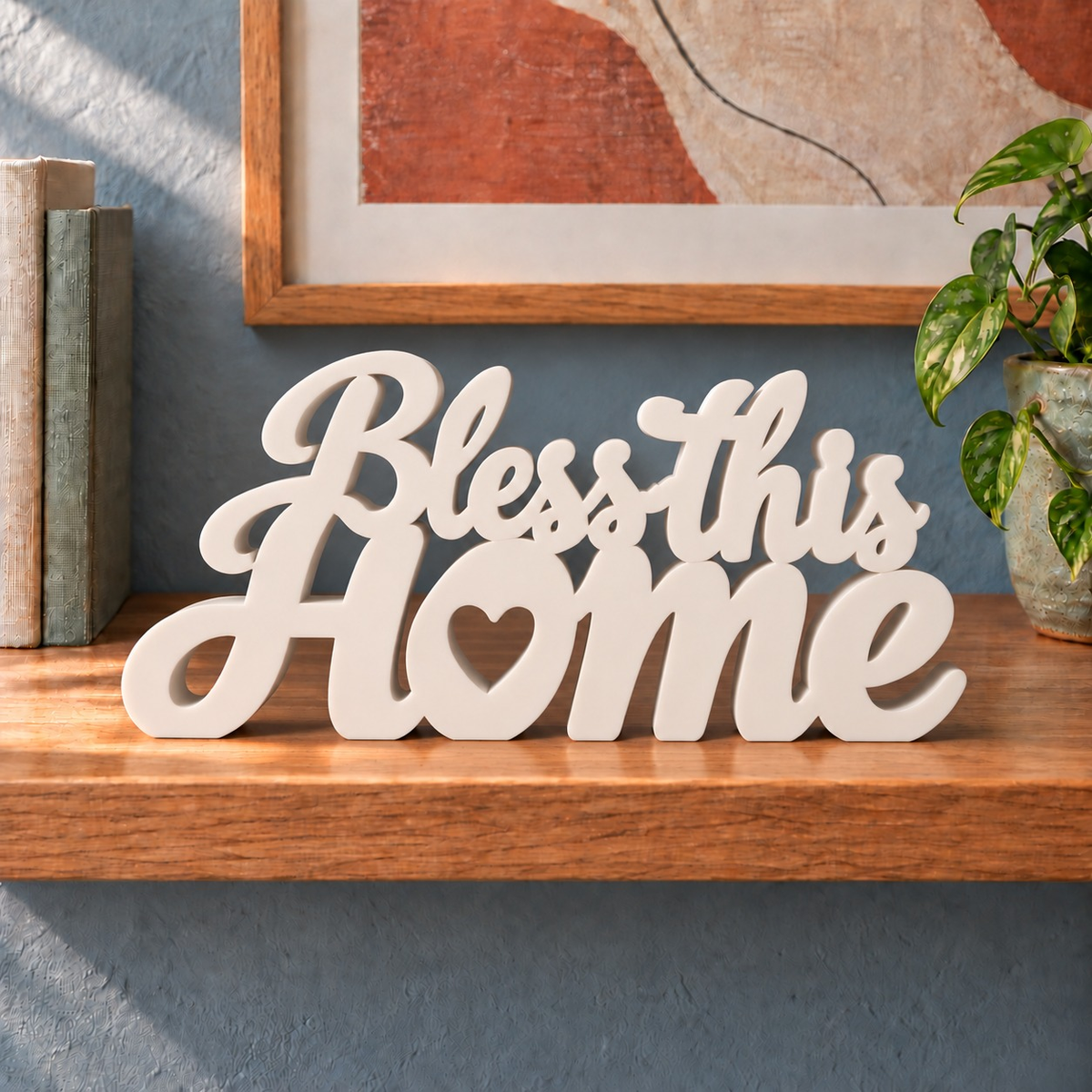 Bless This Home desk letters – Ivory on the ledge