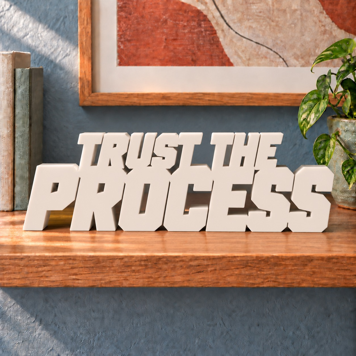 Trust the Process desk letters – Ivory on the ledge