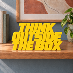 Think Outside the Box desk letters – Yellow on the ledge