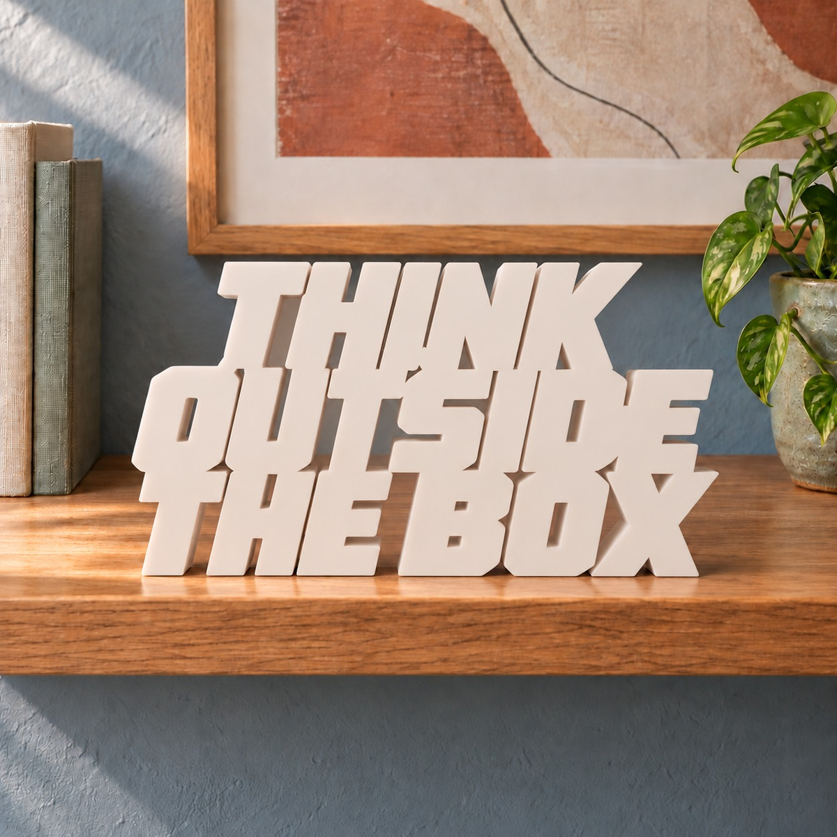 Think Outside the Box desk letters – Ivory on the ledge