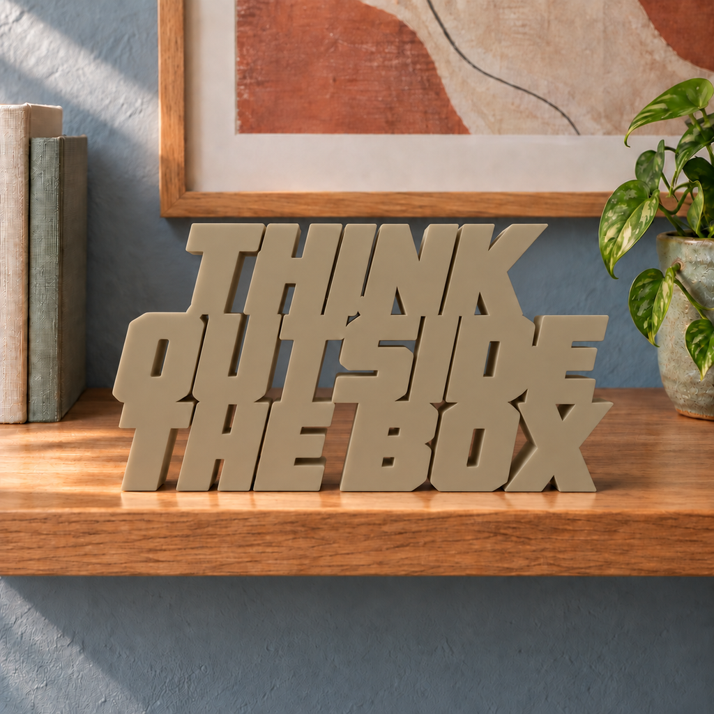 Think Outside the Box desk letters – Sandstorm on the ledge