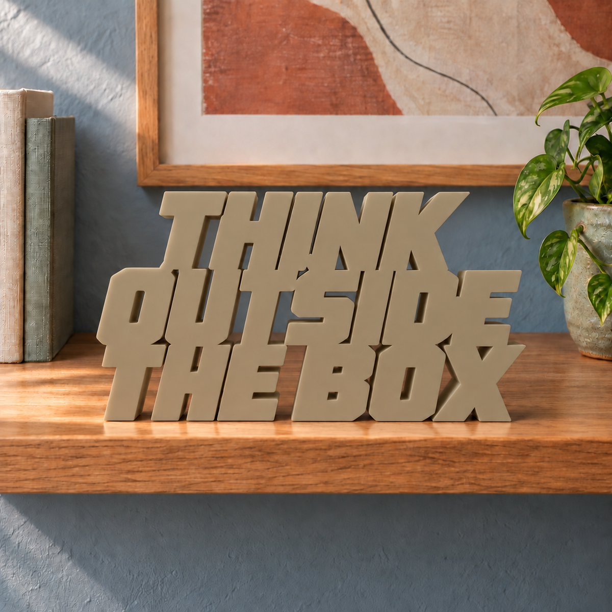 Think Outside the Box desk letters – Sandstorm on the ledge