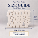 Good Vibes Only desk letters size guide with dimensions