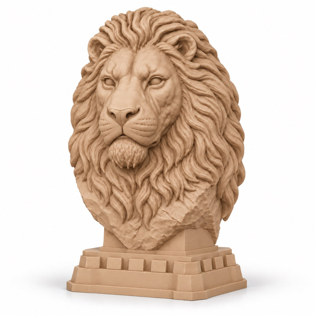 Regal Lion desk sculpture on white background