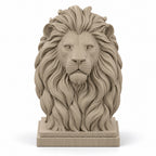 Ribbed base lion desk sculpture on white background