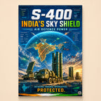 S-400 batteries under a glowing defensive dome over a map of India