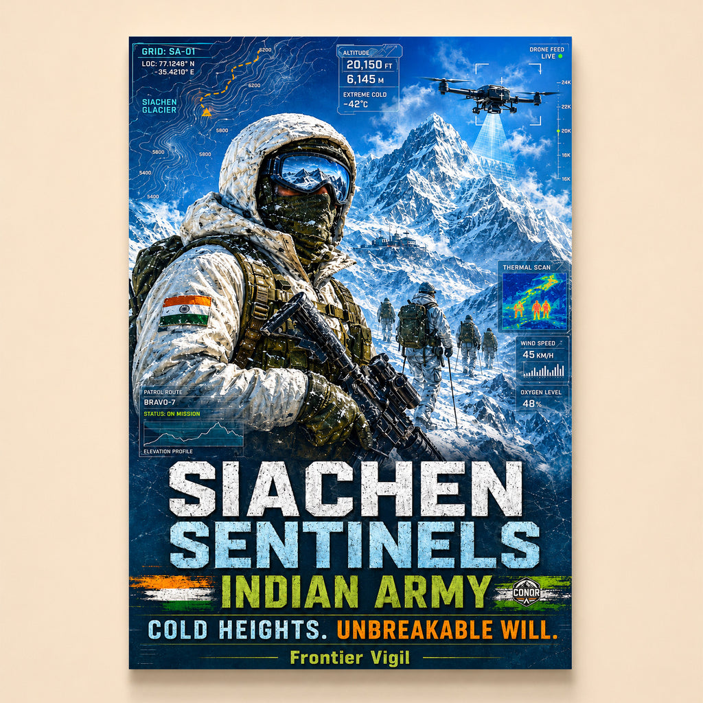 Winter patrol on a glacial ridge with drone thermal feed – Siachen Patrol