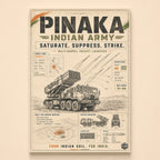 Vintage cream poster of the Pinaka firing with fire-mission data in classic type