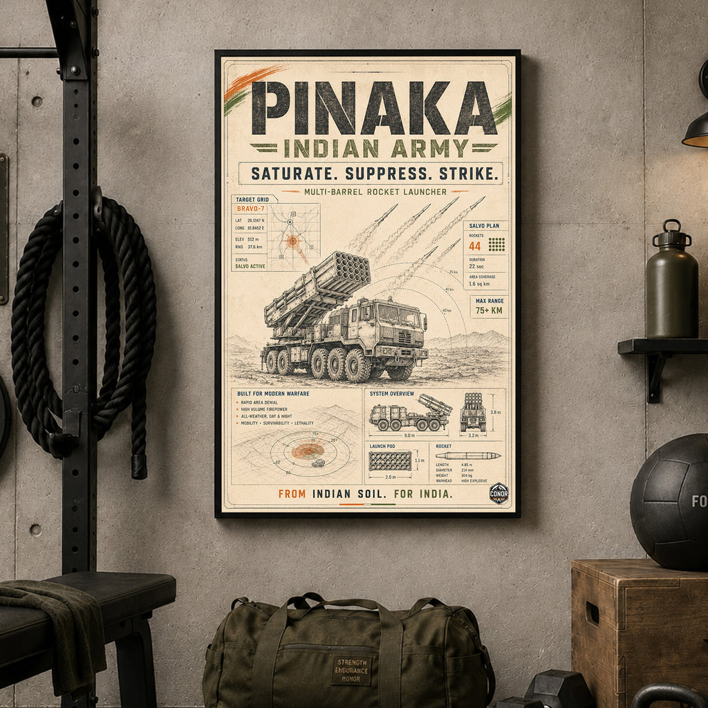 Pinaka, the Vintage Poster – Saturate, Suppress, Strike