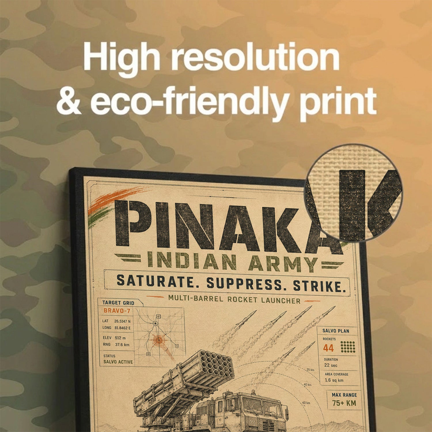 Pinaka, the Vintage Poster – Saturate, Suppress, Strike