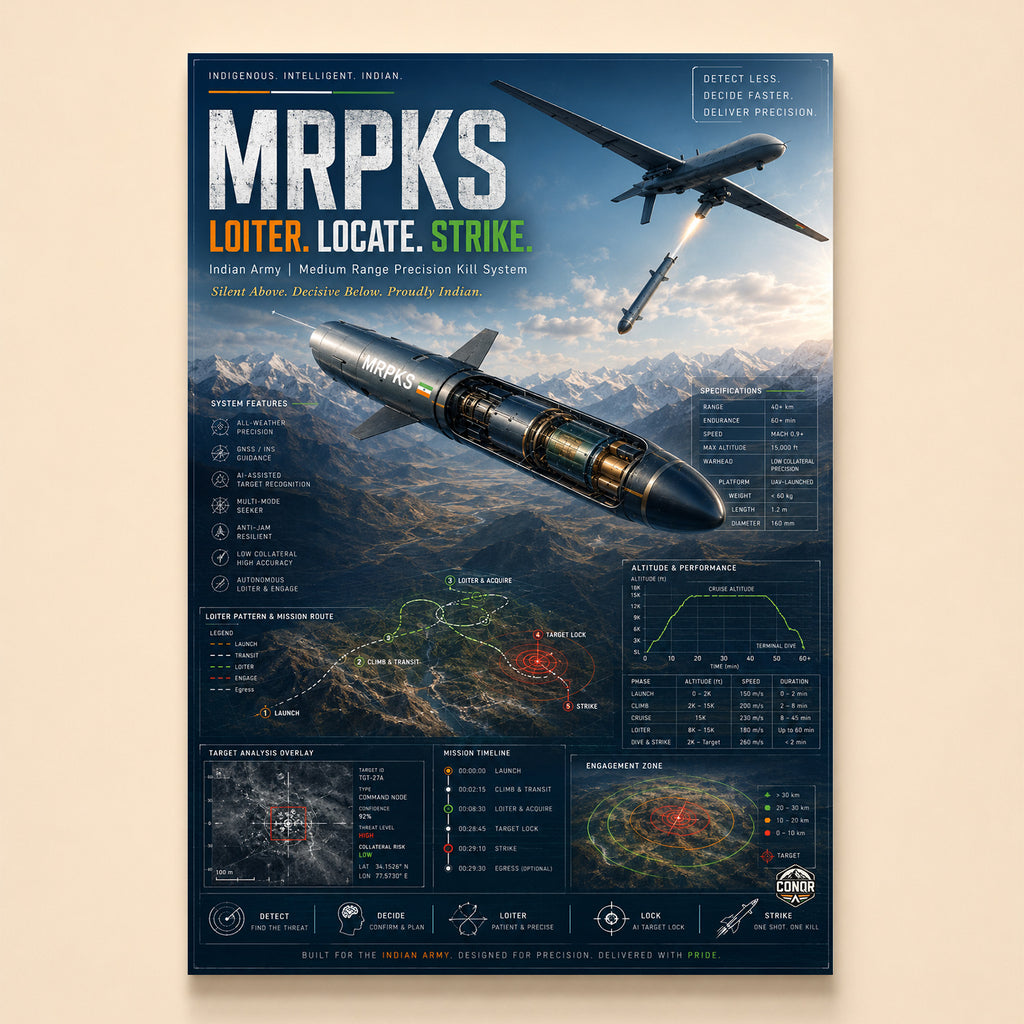MRPKS precision missile launching from a UAV with cutaway diagram and specs