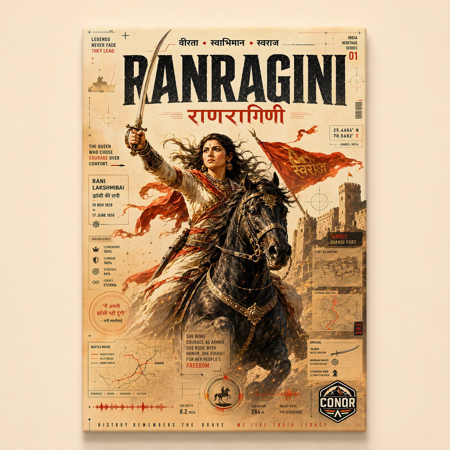 Ranragini Vintage Wall Art (CONQR-LAXMIBAI-010)