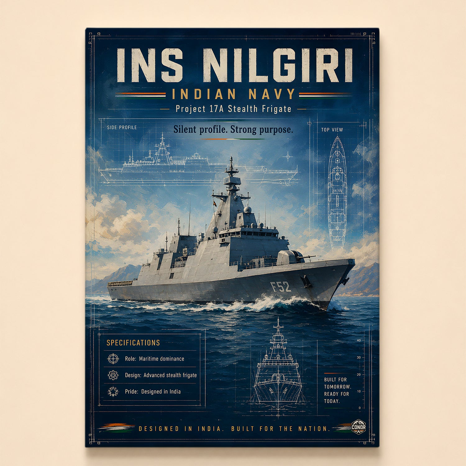 INS Nilgiri Frigate Wall Art (CONQR-BHARAT-NAVY-008)
