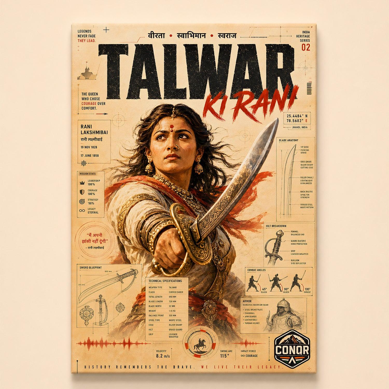 Talwar Ki Rani Wall Art (CONQR-LAXMIBAI-006)
