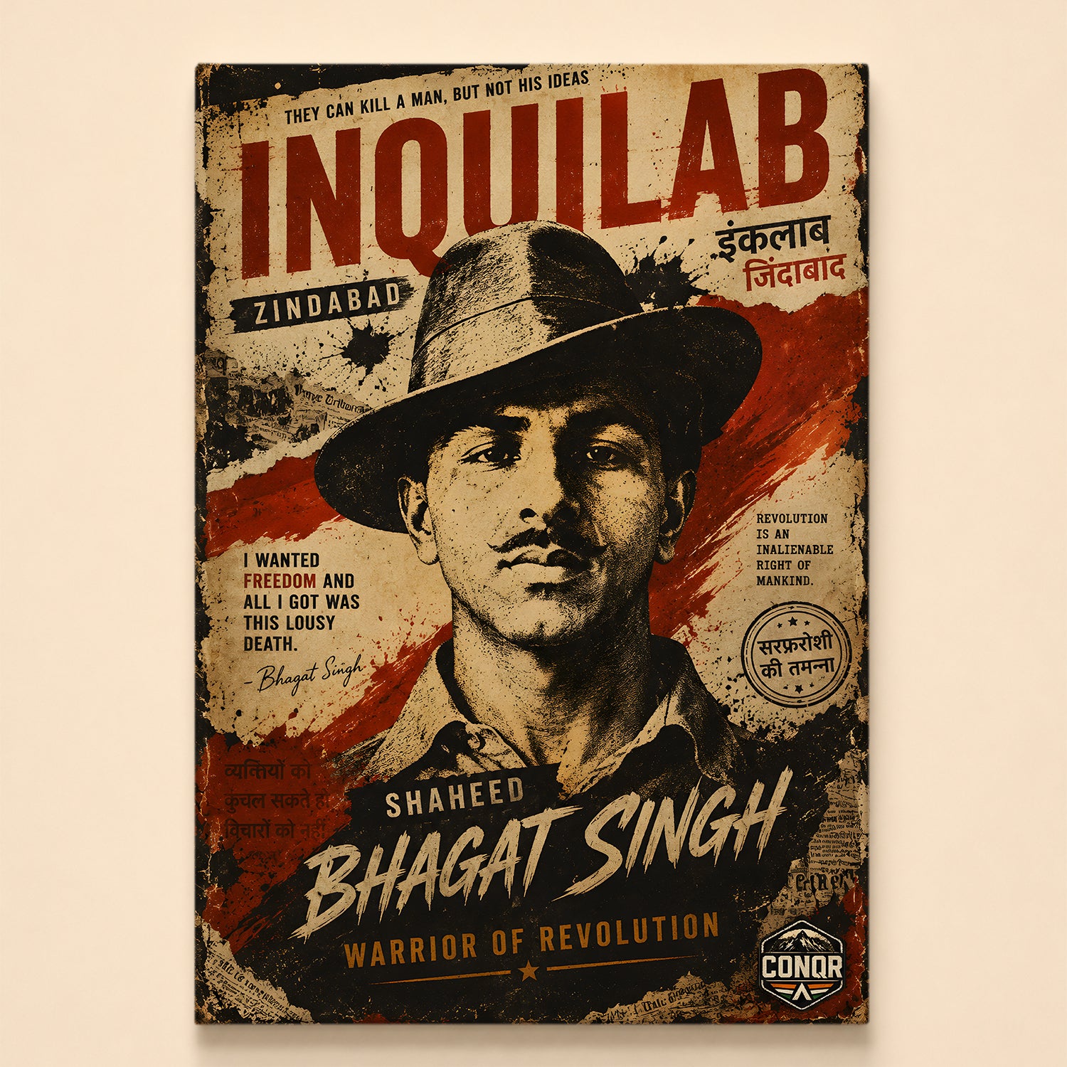 Shaheed Bhagat Singh Courage Wall Art (CONQR-BHART-BHAGAT-001)