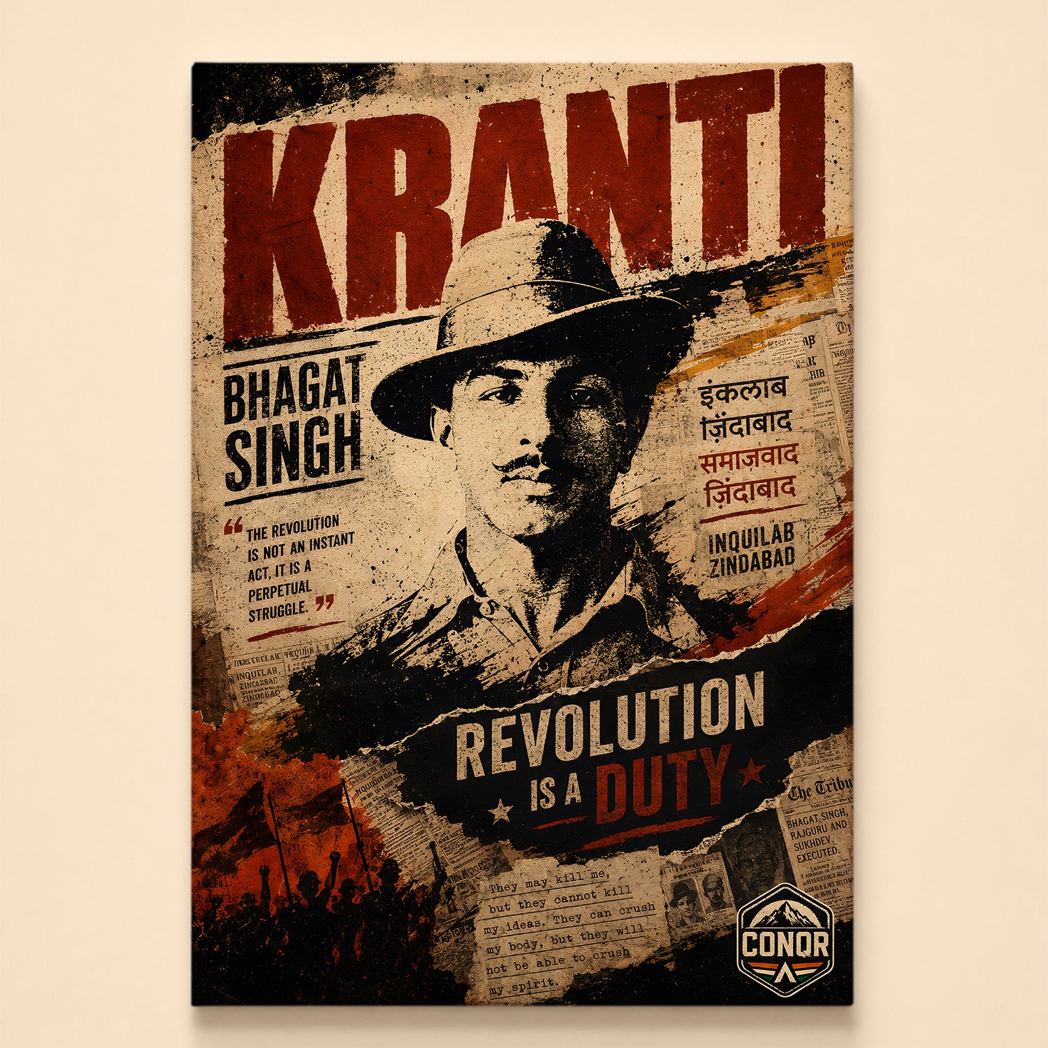 Bhagat Singh Patriot Mindset Wall Art (CONQR-BHART-BHAGAT-006)