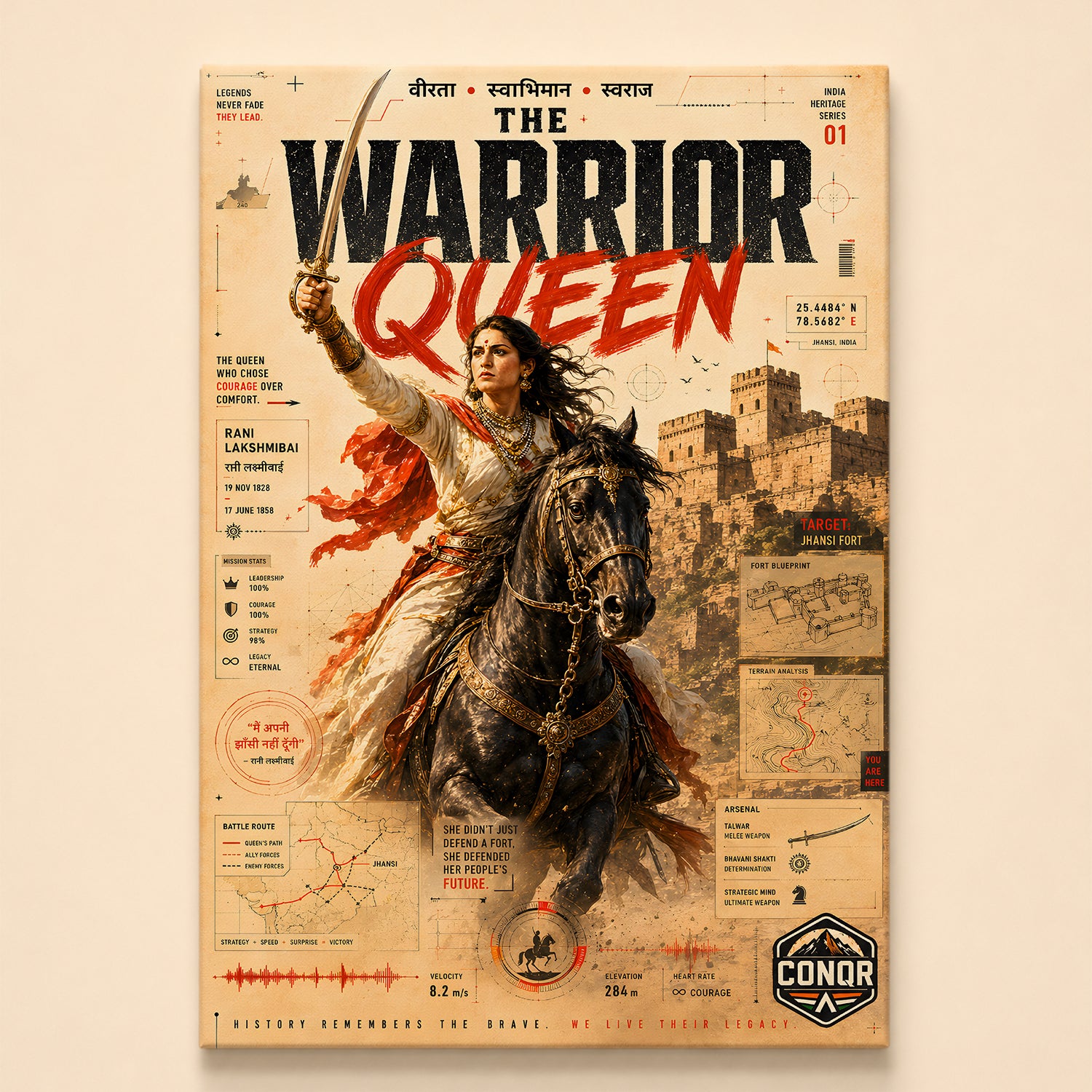 Warrior Queen Vintage Wall Art (CONQR-LAXMIBAI-004)