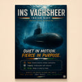 INS Vagsheer submarine gliding beneath the surface, Indian Navy canvas wall art