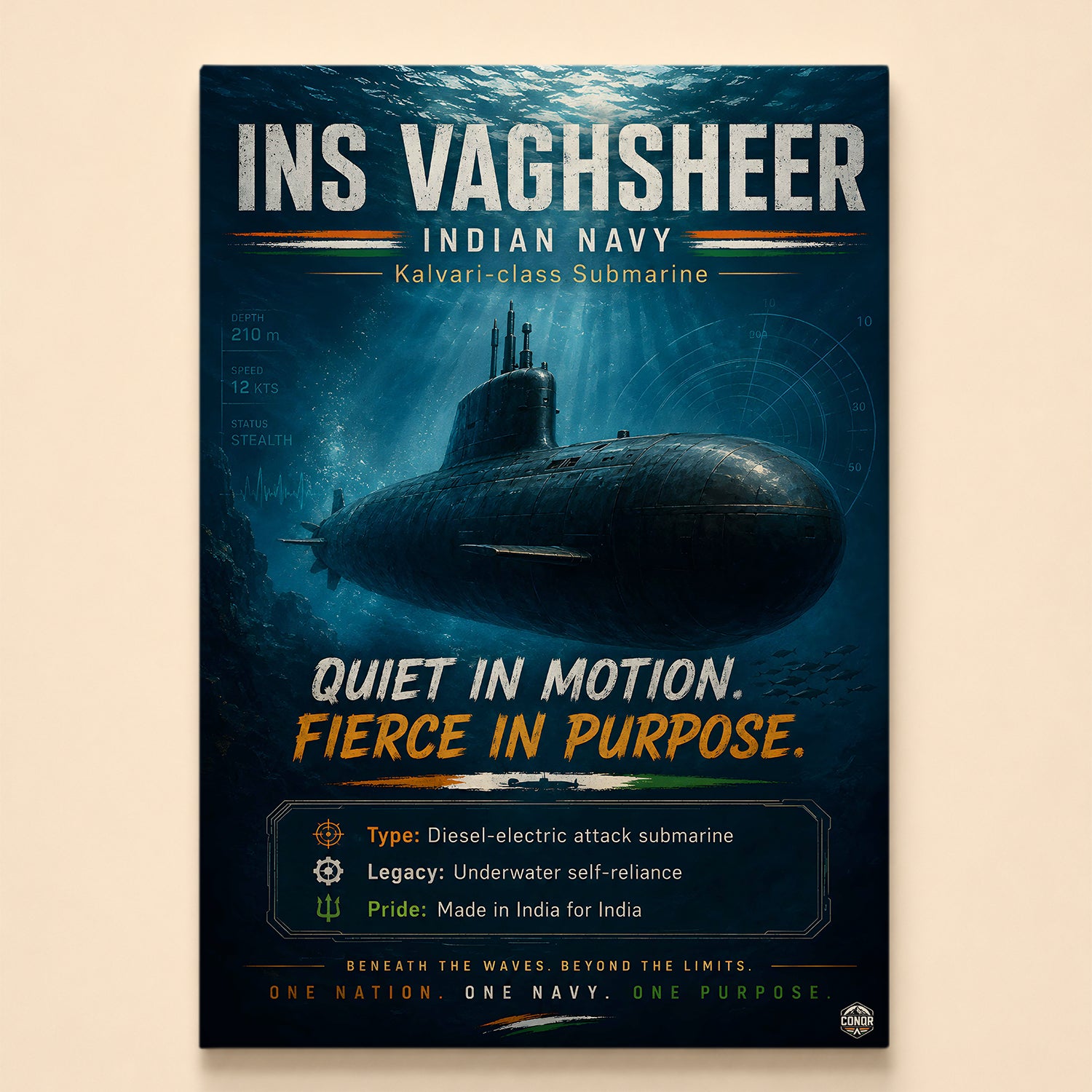 INS Vagsheer Submarine Wall Art (CONQR-BHARAT-NAVY-010)