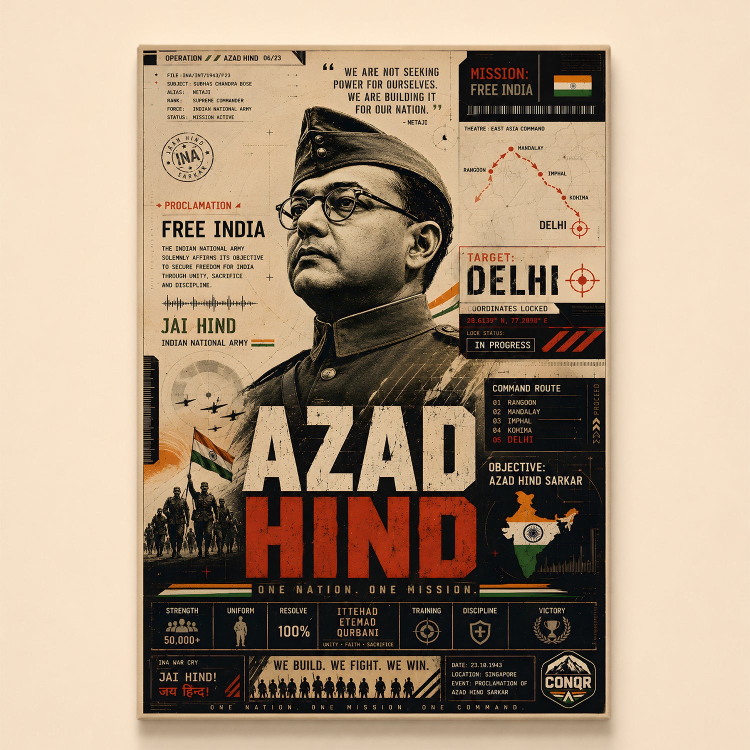 Azad Hind Commander Wall Art (CONQR-BHARAT-BOSE-002)