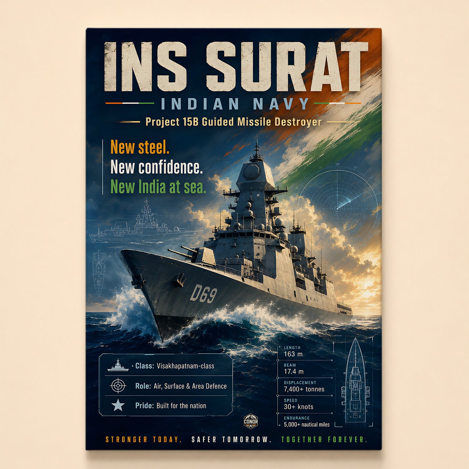 INS Surat Navy Wall Art (CONQR-BHARAT-NAVY-007)