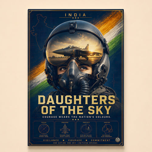 Woman fighter pilot with a Tejas Mk1A reflected in her visor – Daughters of the Sky