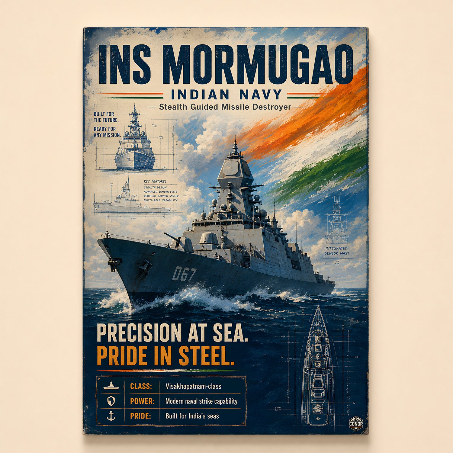 INS Mormugao Navy Wall Art (CONQR-BHARAT-NAVY-005)