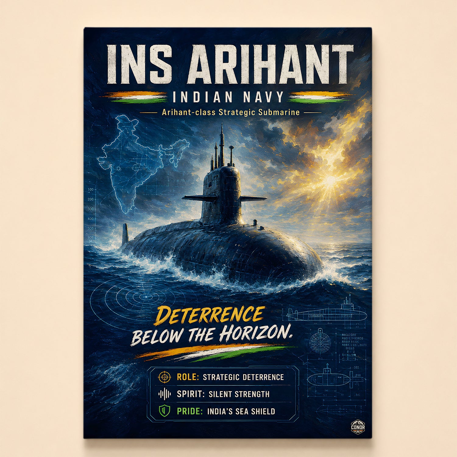 INS Arihant Deterrence Wall Art (CONQR-BHARAT-NAVY-002)