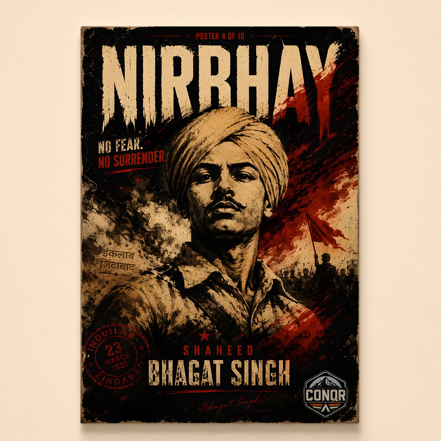 Bhagat Singh Freedom Warrior Wall Art (CONQR-BHART-BHAGAT-004)