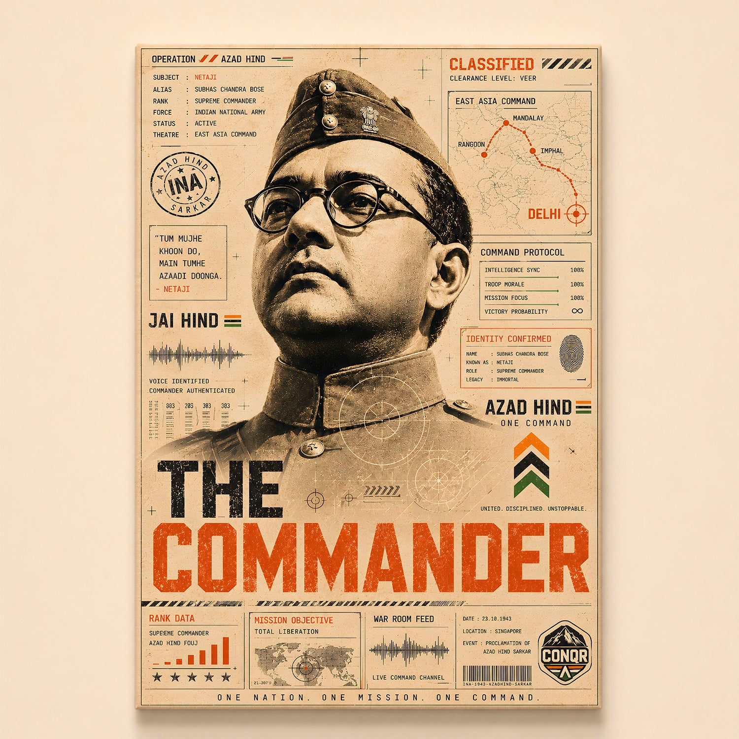 Indian National Army Wall Art (CONQR-BHARAT-BOSE-007)