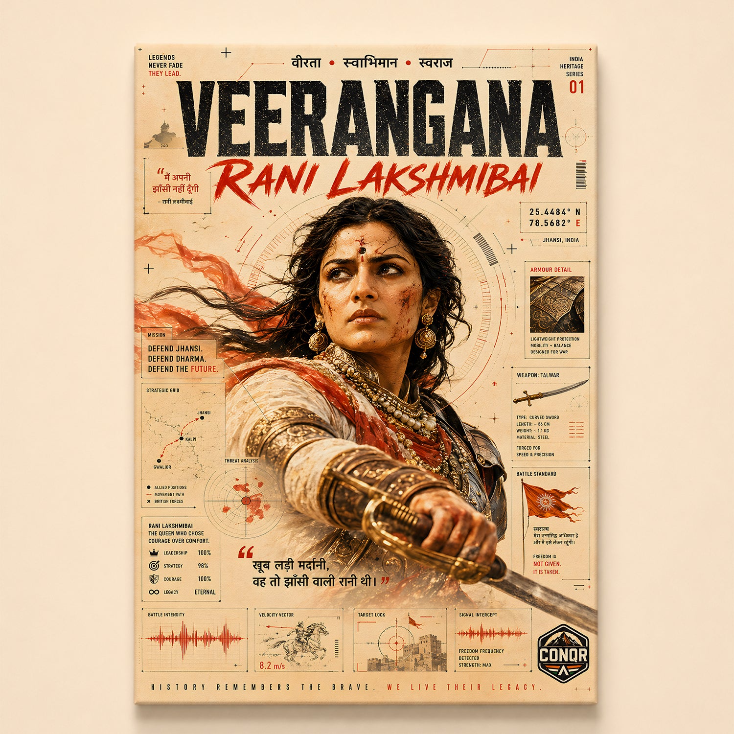 Veerangana Rani Lakshmibai Wall Art (CONQR-LAXMIBAI-002)