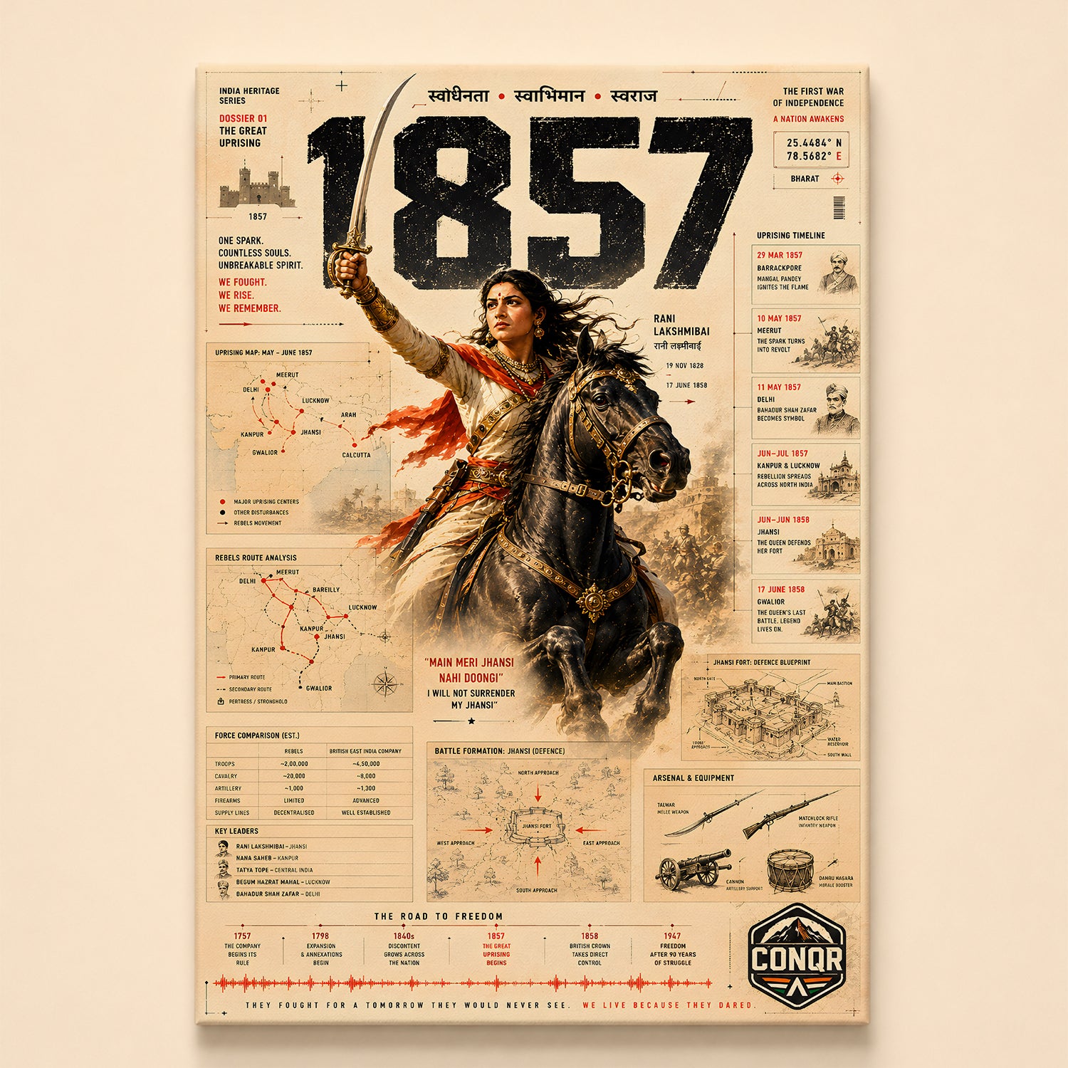1857 Uprising Vintage Wall Art (CONQR-LAXMIBAI-005)