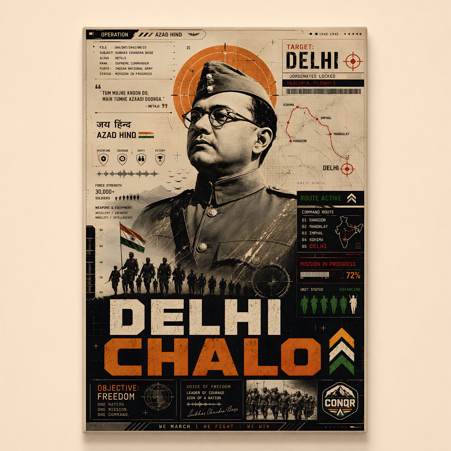 Dilli Chalo Netaji Wall Art (CONQR-BHARAT-BOSE-003)