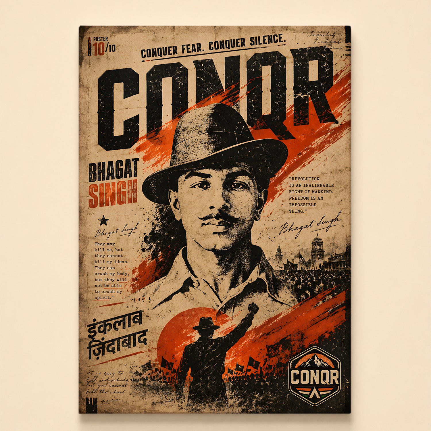 Bhagat Singh Eternal Flame Wall Art (CONQR-BHART-BHAGAT-010)