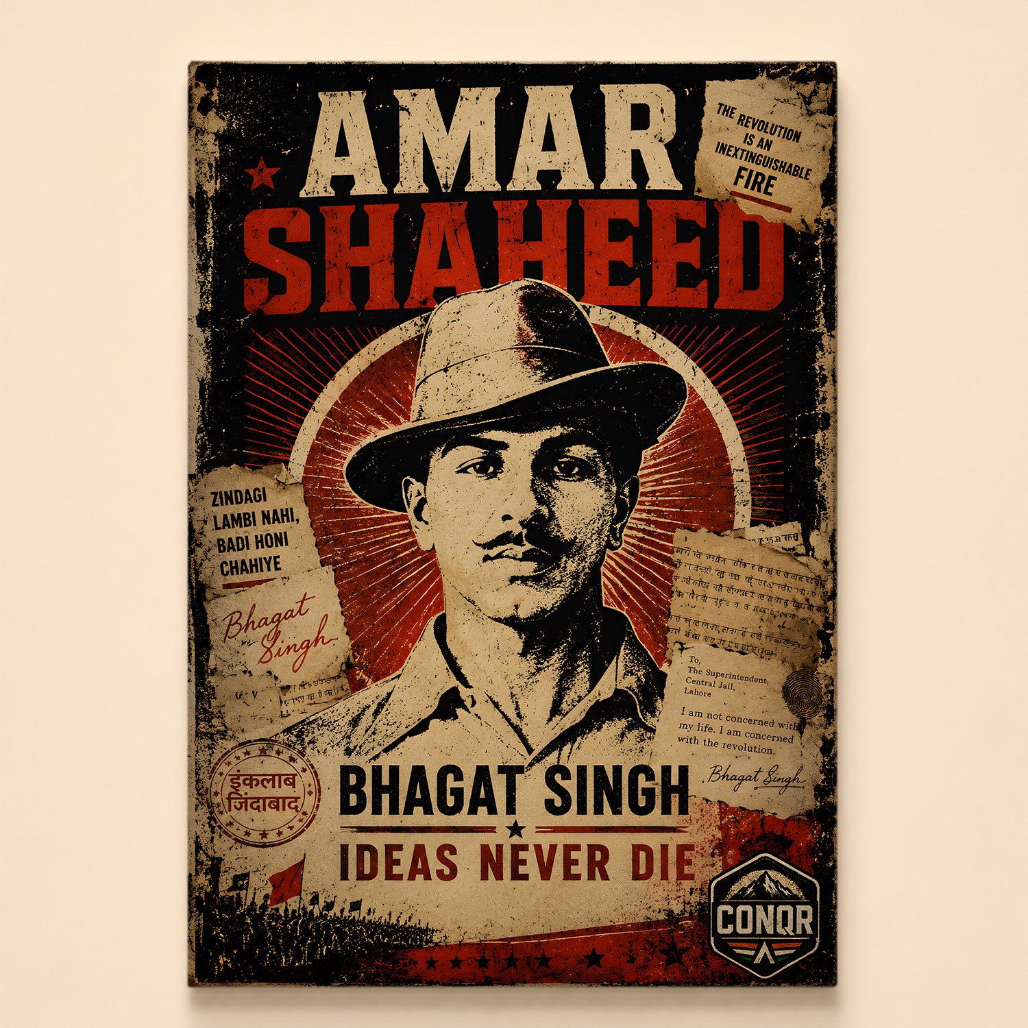 Shaheed Bhagat Singh Legacy Wall Art (CONQR-BHART-BHAGAT-005)