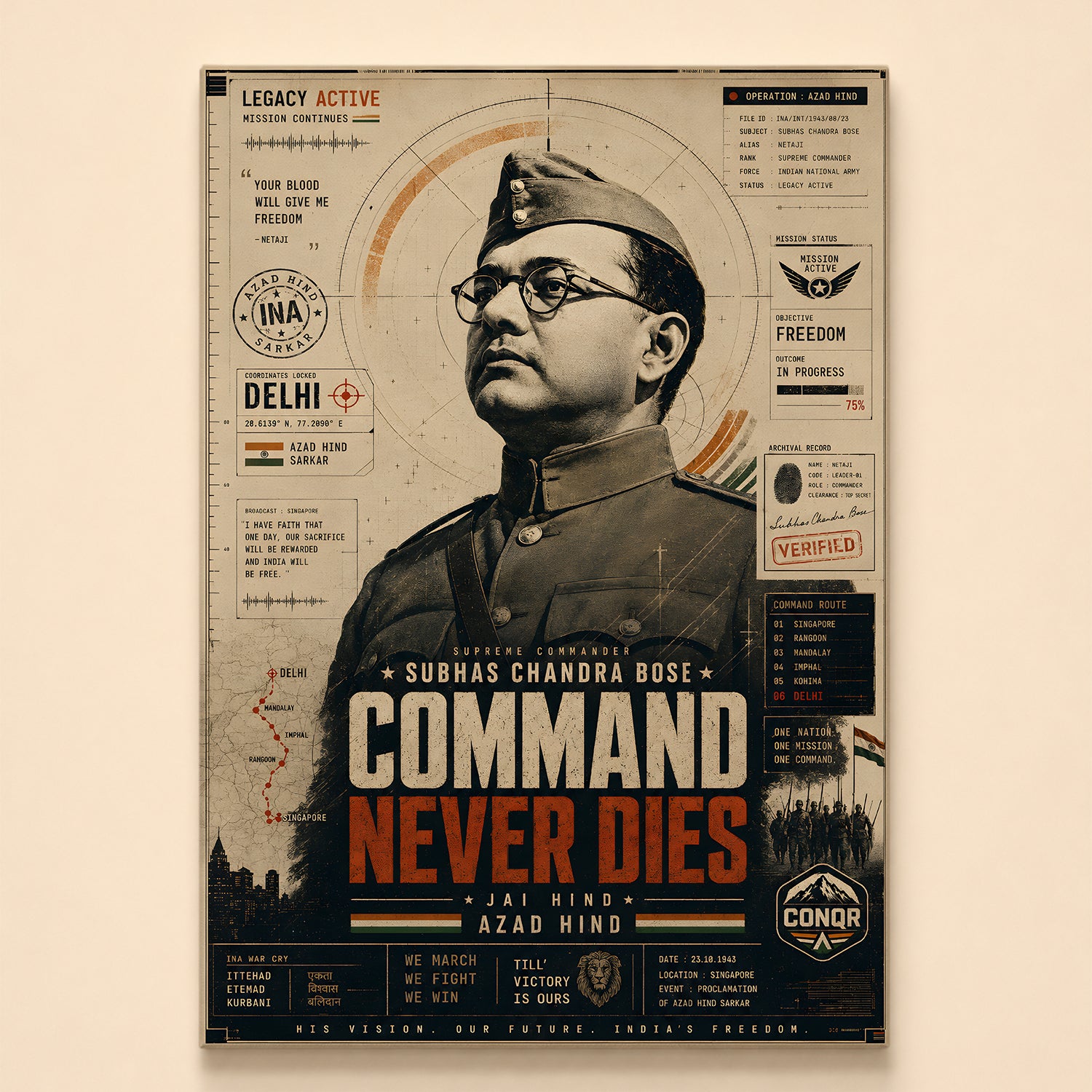 Netaji Warrior Spirit Wall Art (CONQR-BHARAT-BOSE-008)