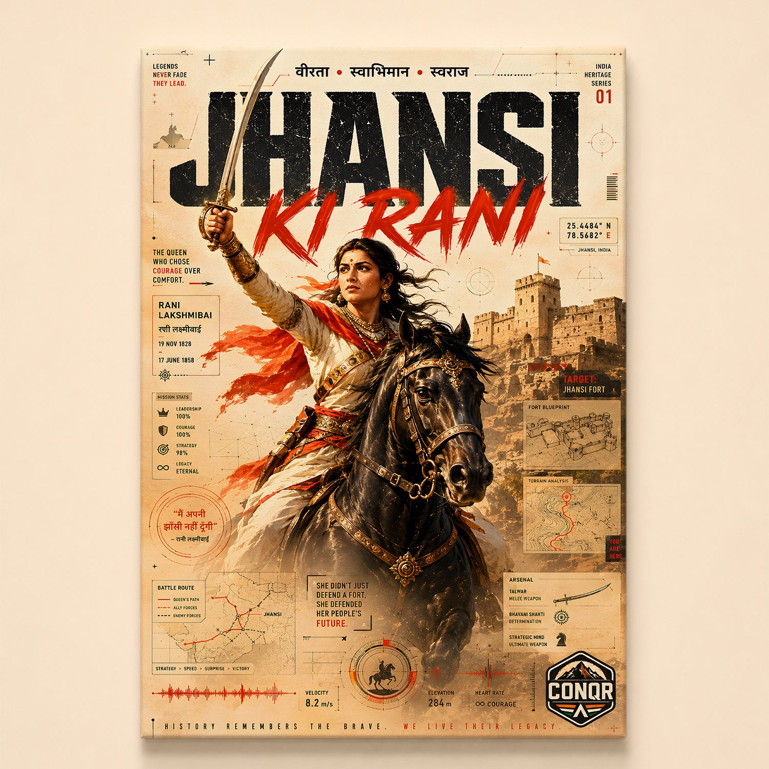 Jhansi Ki Rani Wall Art (CONQR-LAXMIBAI-001)