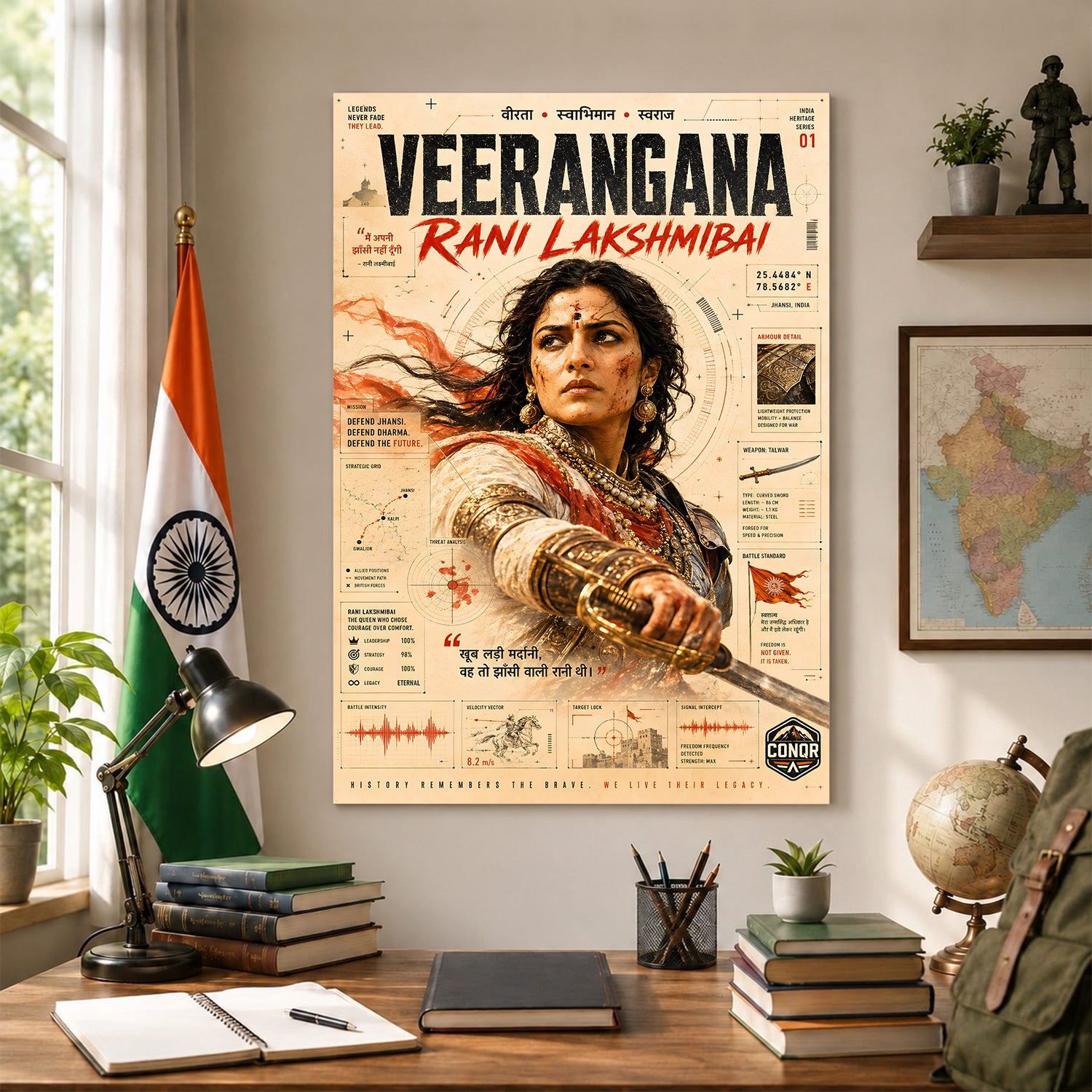 Veerangana Rani Lakshmibai Wall Art (CONQR-LAXMIBAI-002)