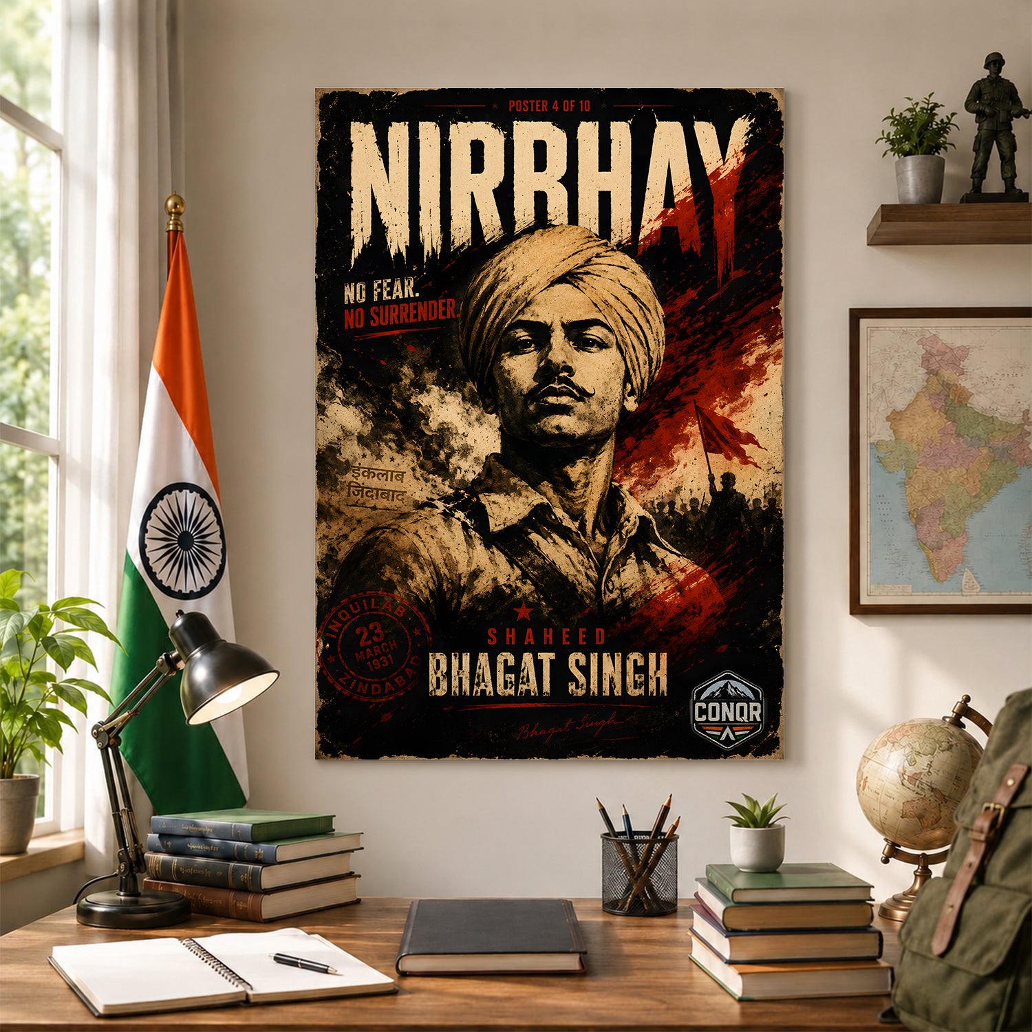 Bhagat Singh Freedom Warrior Wall Art (CONQR-BHART-BHAGAT-004)