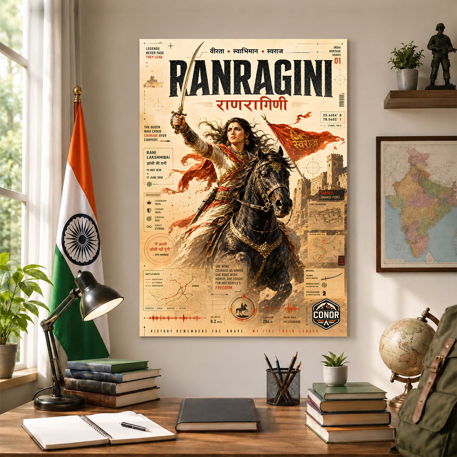 Ranragini Vintage Wall Art (CONQR-LAXMIBAI-010)