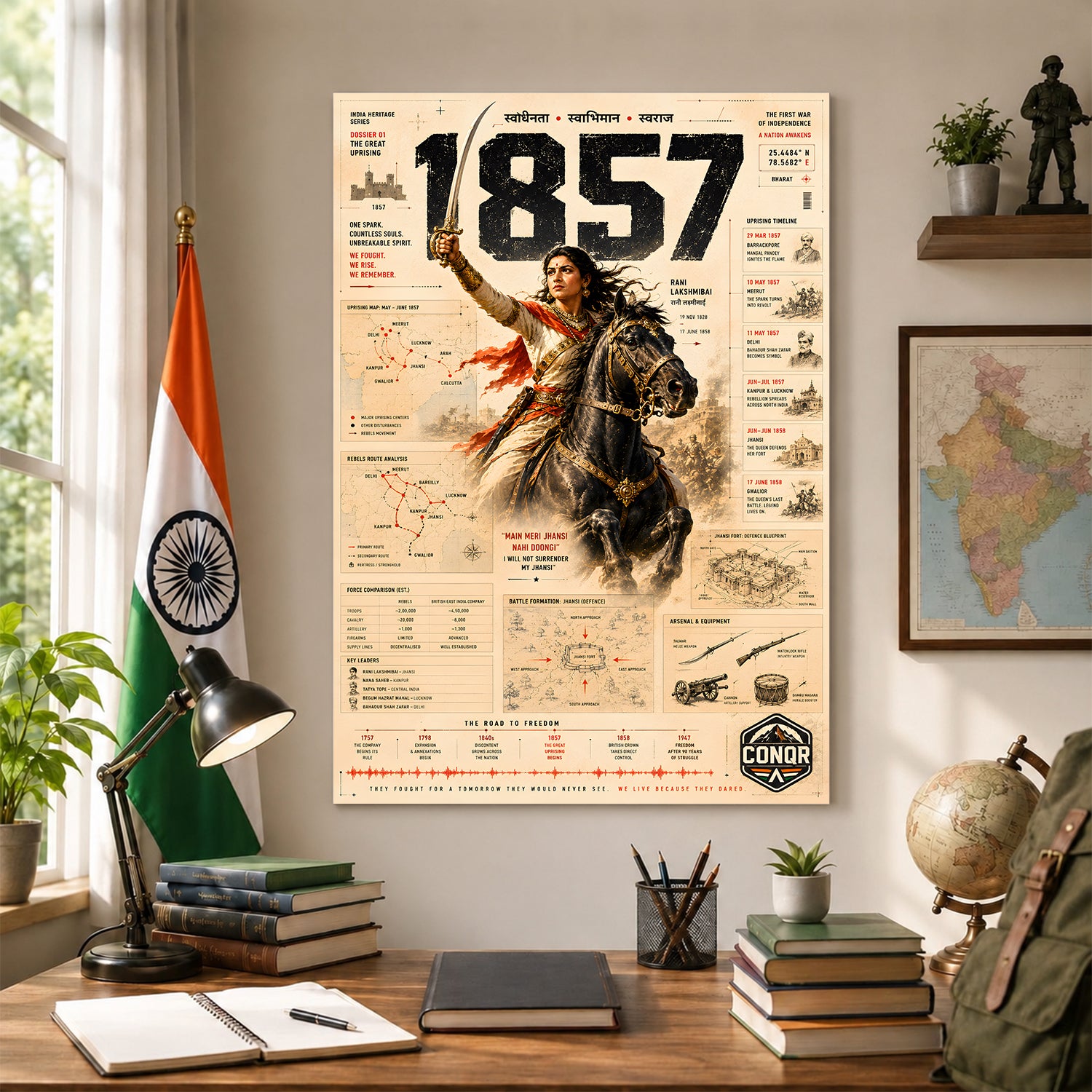 1857 Uprising Vintage Wall Art (CONQR-LAXMIBAI-005)
