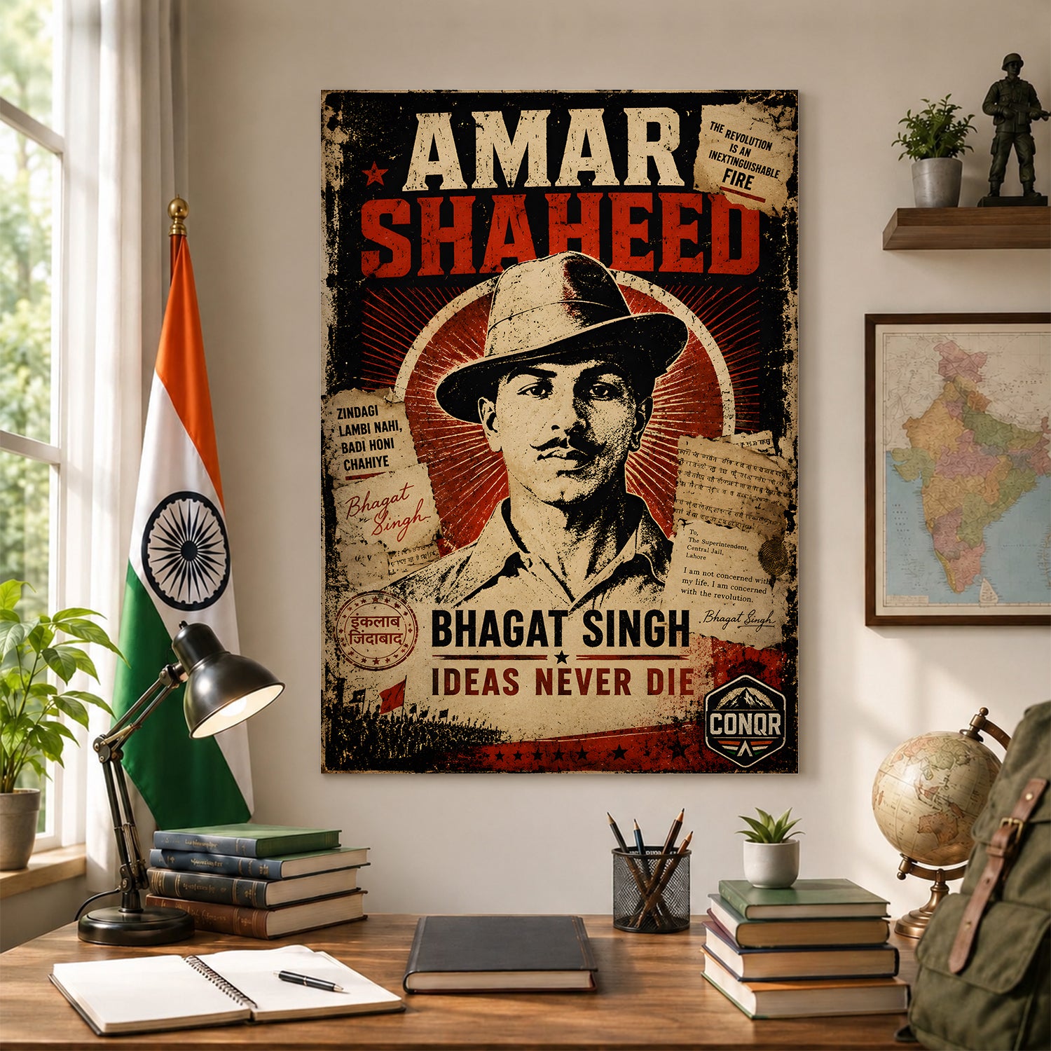 Shaheed Bhagat Singh Legacy Wall Art (CONQR-BHART-BHAGAT-005)