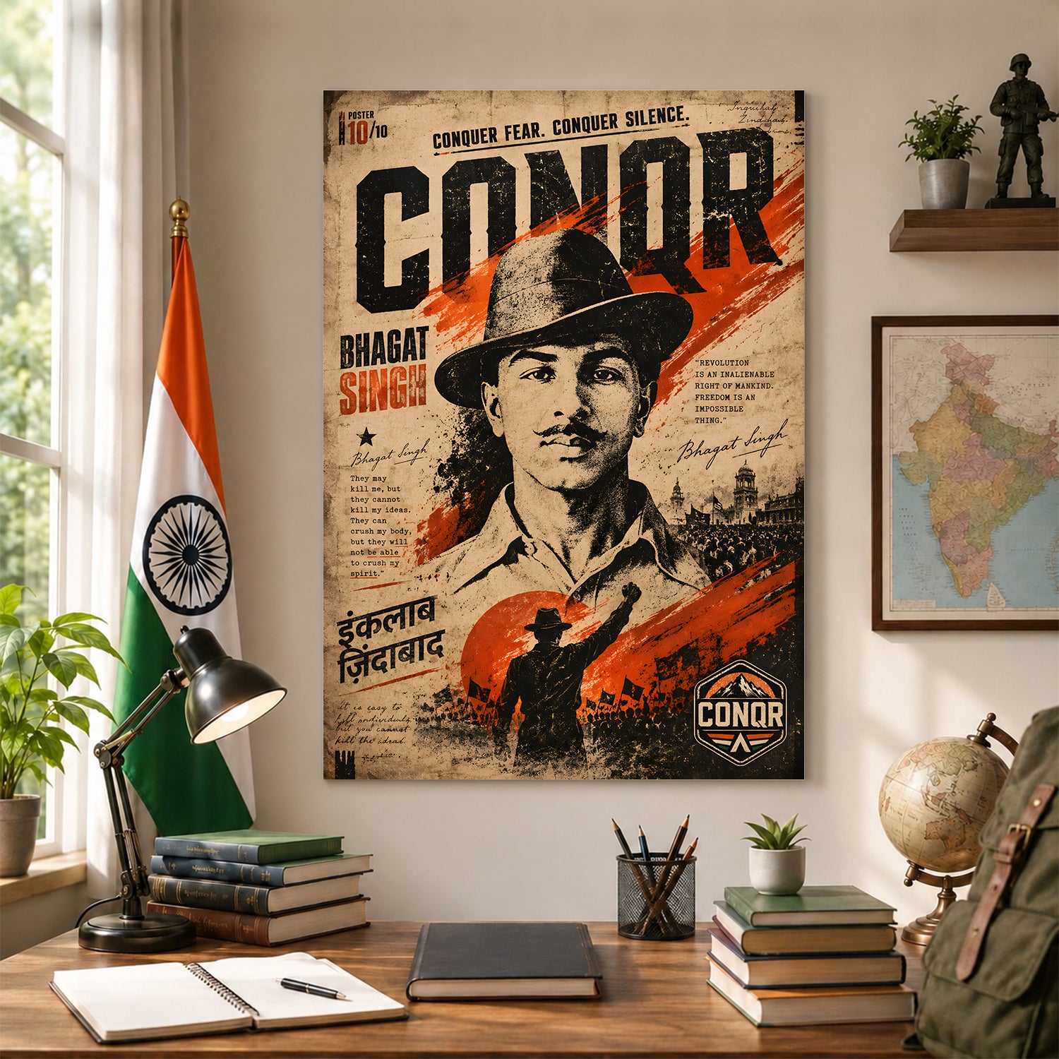 Bhagat Singh Eternal Flame Wall Art (CONQR-BHART-BHAGAT-010)